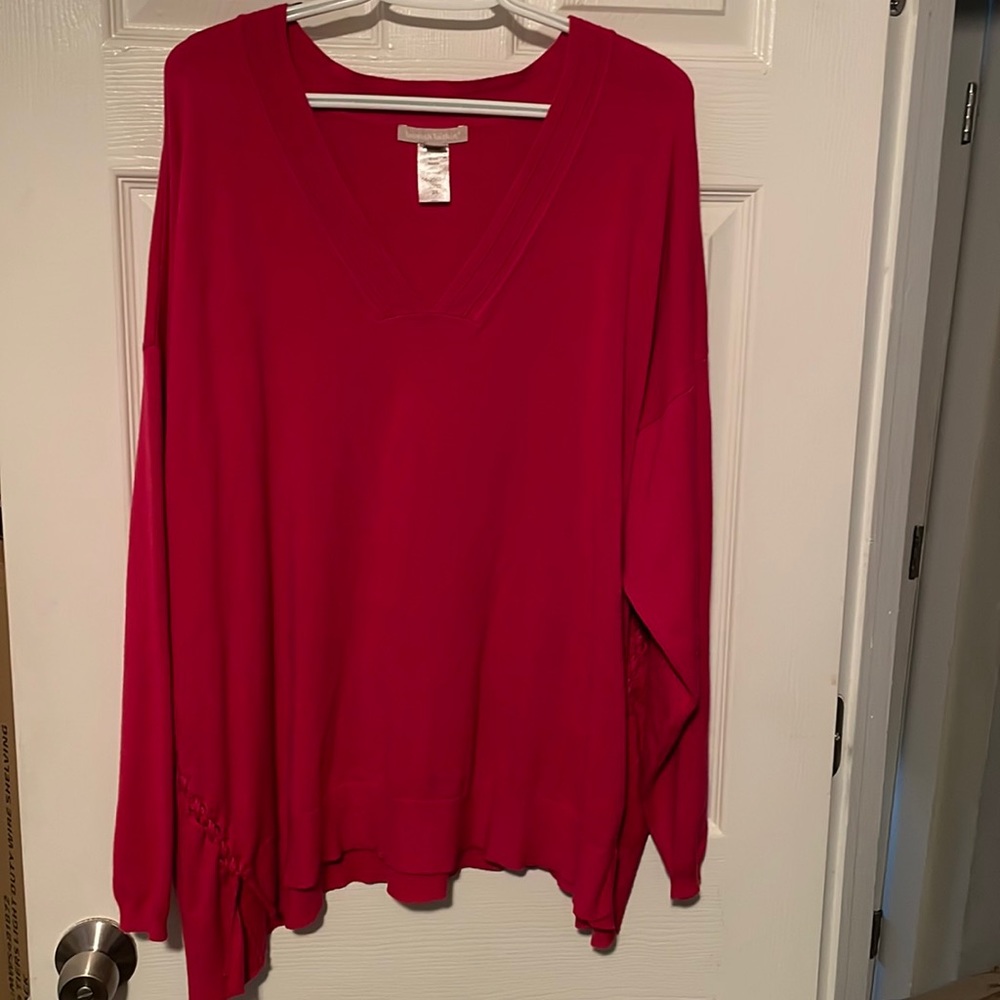 V-Neck Sweater with Braided Sides - 3X (30/32)